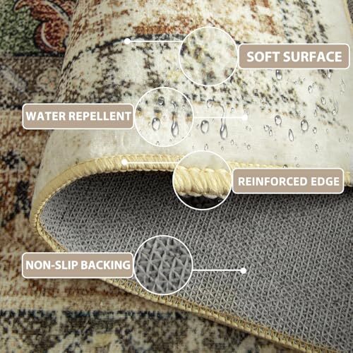 Area Rugs Washable Rug, Non-Slip, Rugs for Living Room, 8x10 Brick/Brown - Picture 3 of 7