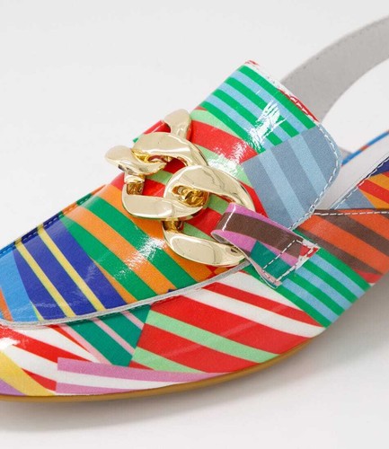 New Django & Juliette Vabor Stripe Multi Patent Leather Heels Womens Shoes - Picture 5 of 5