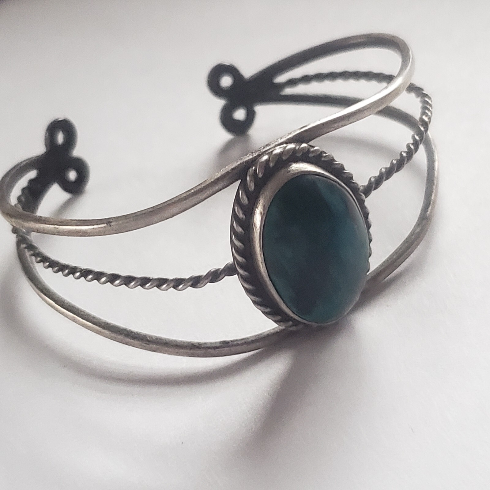 Sterling Silver and Turquoise Cuff Bracelet Vinta… - image 11