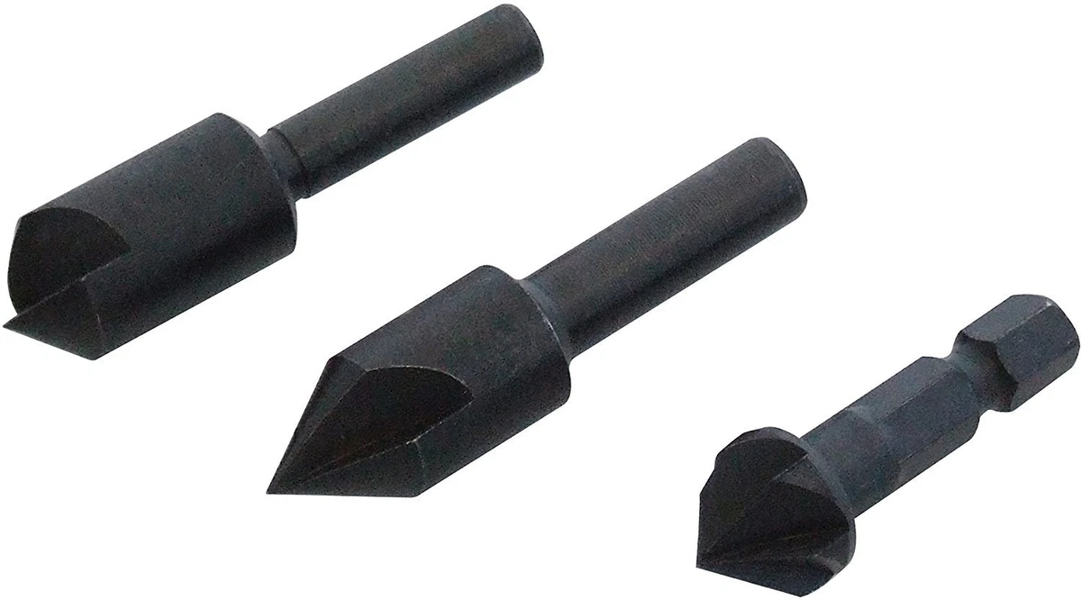 3 pc Countersink Drill Bit Set Hardened Tempered Steel 8 10 12mm Counter Sink