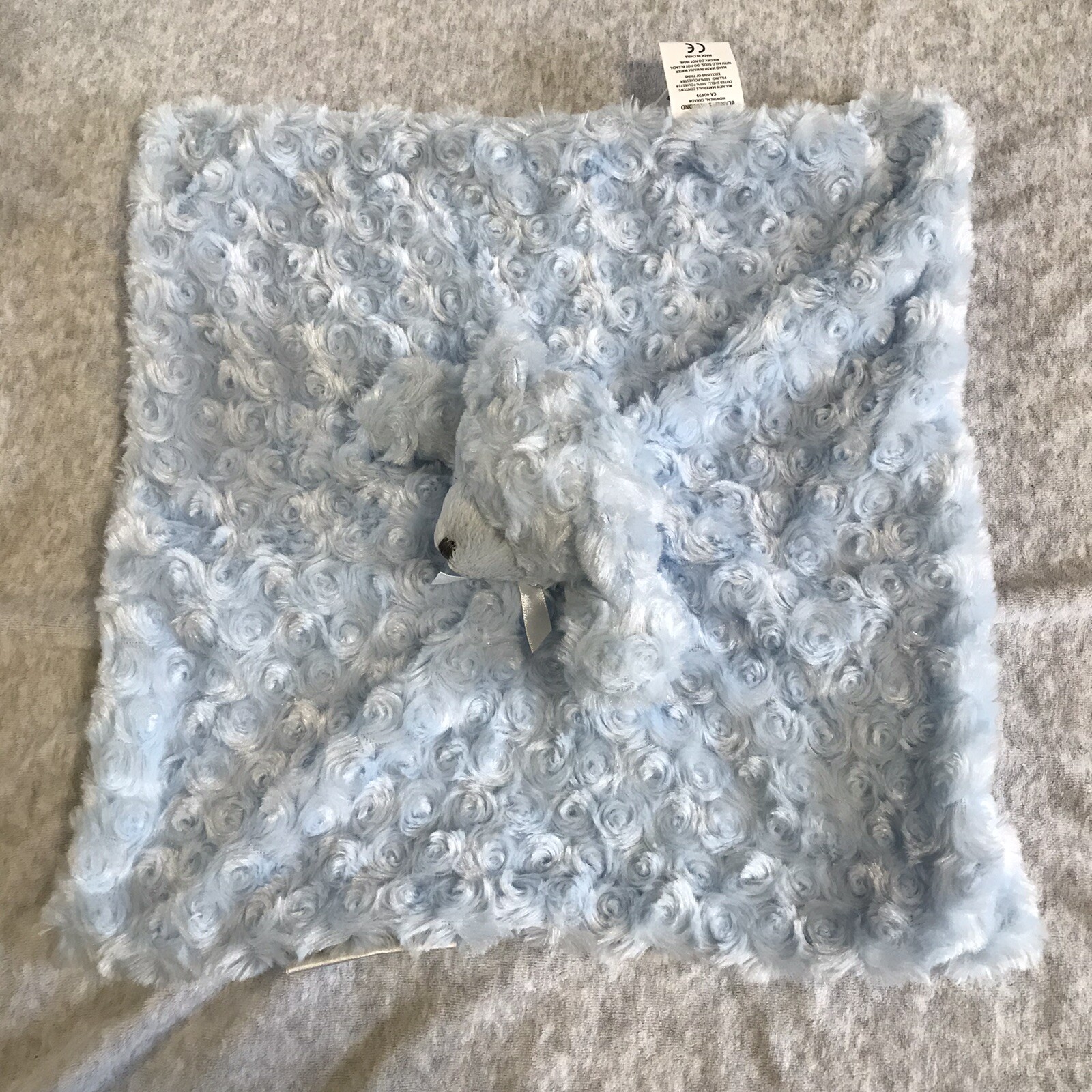 Blankets and Beyond Security Lovey Rosette Nunu Blue Bear Baby Blanket
