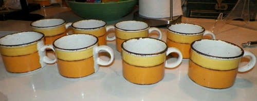 VINTAGE SUN STONEHENGE MIDWINTER MCM MID CENTURY MODERN CUPS MUGS EIGHT (8)