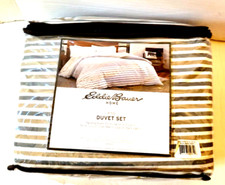Eddie Bauer Home King Duvet Cover Set with 2 Shams Cooper Stripe NEW