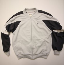 Vintage 80s Adidas Zip Track Jacket Mens M 44" Chest Gray Trefoil Colorblock