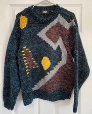 Vintage Chunky Knit Grandpa Sweater Cabincore Mens Size M Grandpacore 90s