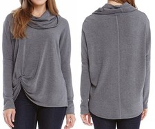 Karen Kane 4L43225 Heather Gray Cowl Neck Stretch Knit Pick-up Knit Top - $79