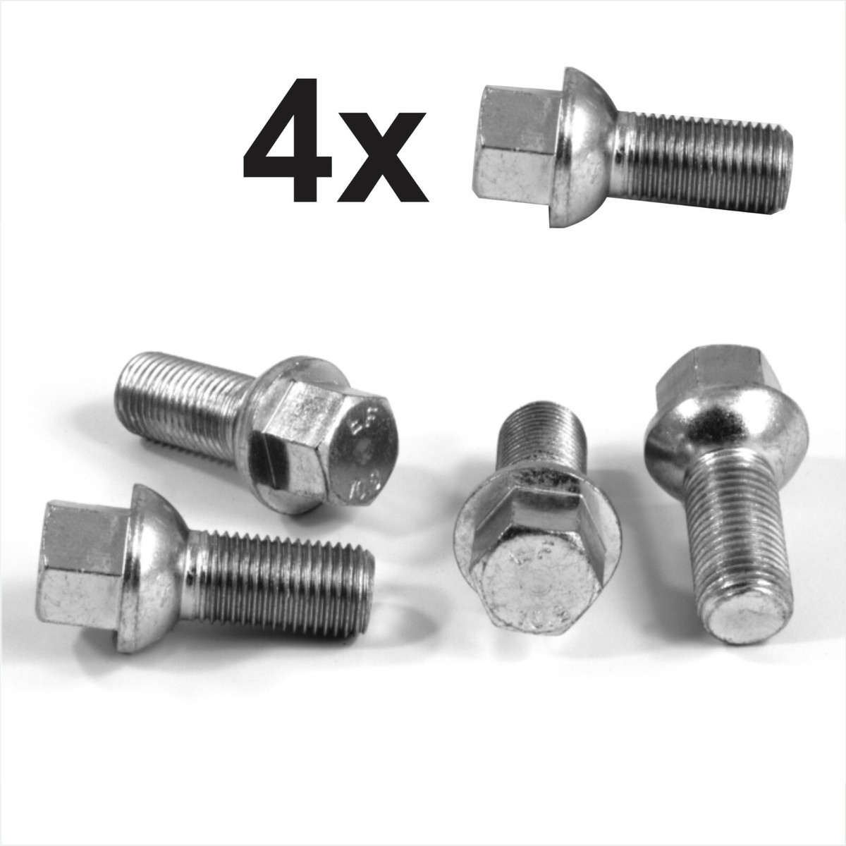 4 X M14 X 1.5 Radius Seat Wheel Bolts – 27mm Thread Length, Zinc Plated (Ellis Excellence)
