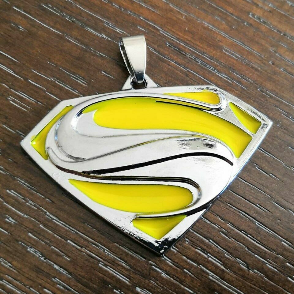grande ciondolo simbolo SUPERMAN HERO MAN 22" argento sterling 925 collana uomo ragazzo