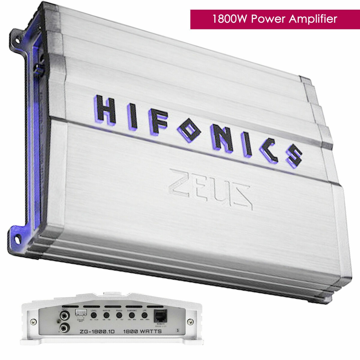 Hifonics Zeus ZG-1800.1D Amplifier + 2x Warzone WZ12D4 12-Inch Sub