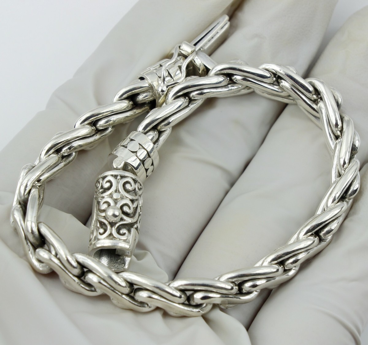 Men /Women 925 Sterling Silver 8 mm Thick Twist Silver Chain Hand
