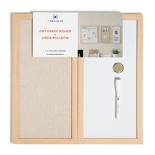 U Brands RiOrganize 1 Dry Erase Board and 1 Linen Bulletin Board - 8''x16''