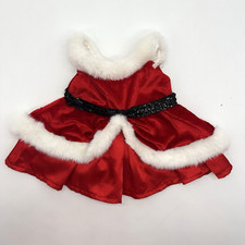 Build a Bear Christmas Mrs Santa Dress Red Black Sequin White Fur Teddy Outfit