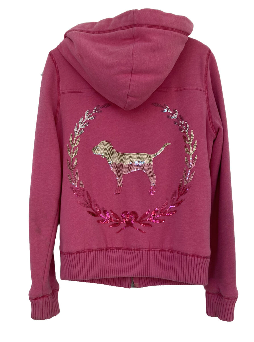 Victoria Secret PINK Mega Bling Dog Sequined Jacket Faux Fur Victoria Secret PINK Mega Bling Dog Sequined Jacket Faux Fur