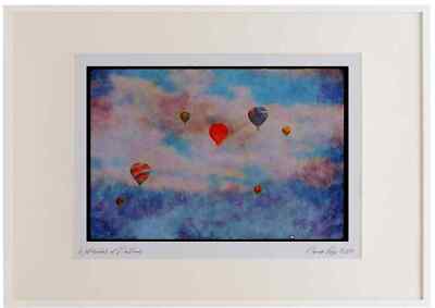 528000 Ballongruppe im Flug Aquarell Bilderrahmen limitierte Auflage A3