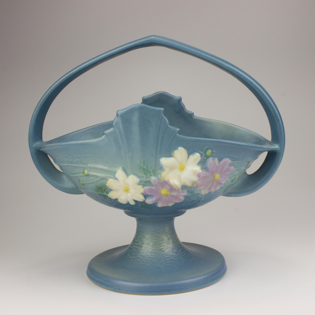 Roseville Pottery Cosmos Basket, Shape 358-12, Ice Blue | eBay