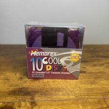 Memorex PC Formatted 3.5" Computer Diskettes 10 Cool Disks - Factory Sealed