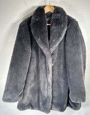 7 For All Mankind Faux Fur Coat Womens Large Grey
