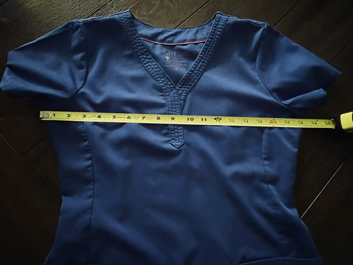 Purple Label By Healing Hands Blue Scrub Shirt/Pants Set Sz XSP (A1) - Picture 6 of 10