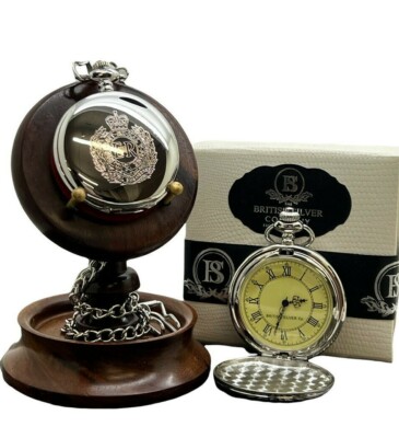 Royal Engineers gravierte personalisierte Taschenuhr und Holzvitrine Ständer Set