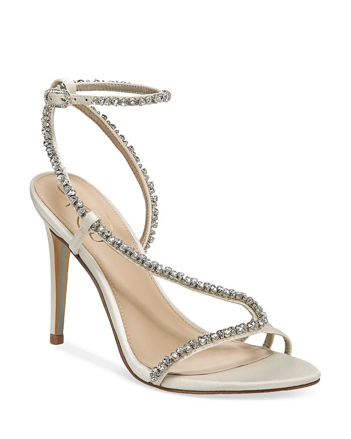 Sam Edelman Granger Rhinestone Strappy Heels Soft Silver Size