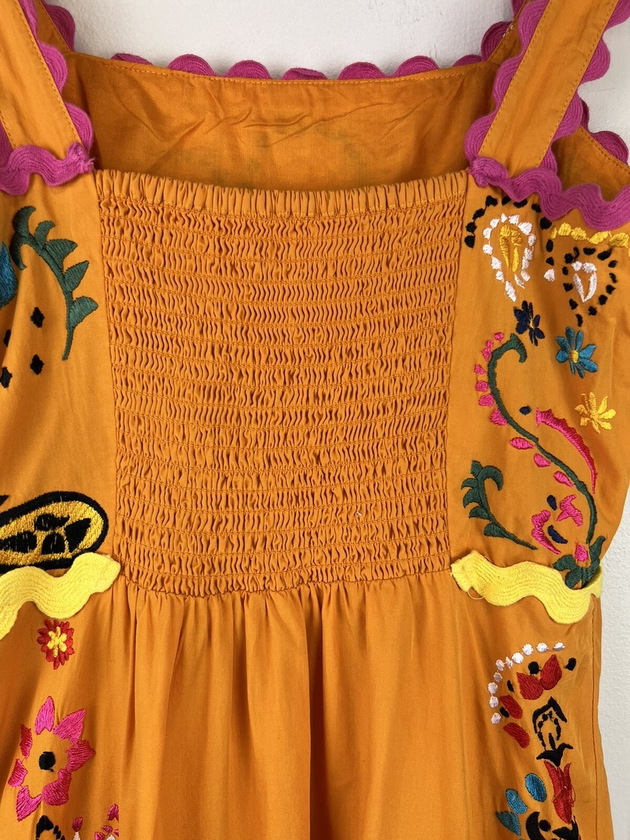 Maeve Sunset Embroidered Midi Dress Size 2P Colorful | eBay