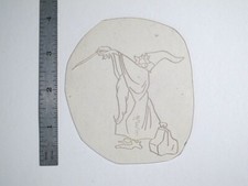 vtg 1960s 1970s Tattoo Flash acetate stencil Cartoon Wizard with Bag signed WIZ