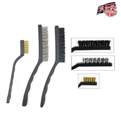3 Stück Drahtbürsten Set Messing Stahl Nylon Schweißen Schlacke Rost Staub Edelstahl