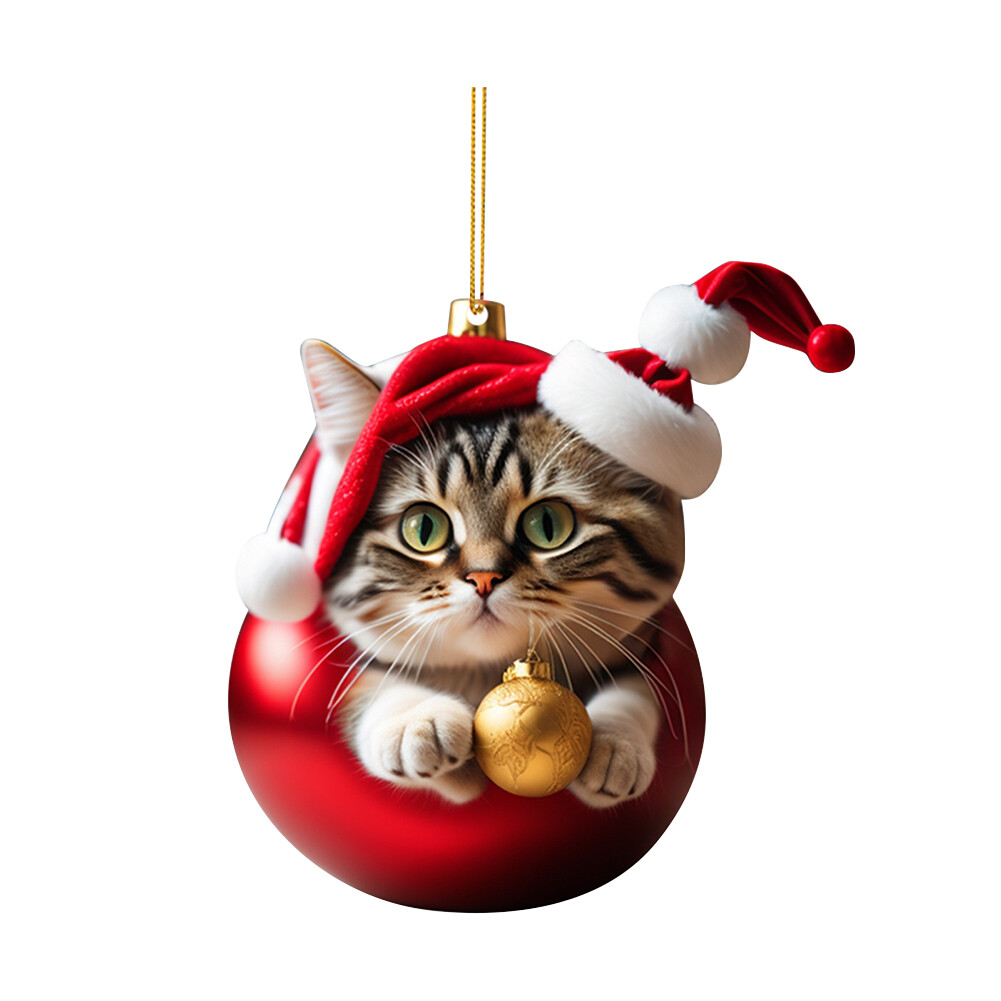 Christmas Cute Hanging Cat Ornaments Acrylic Tree Car Pendant