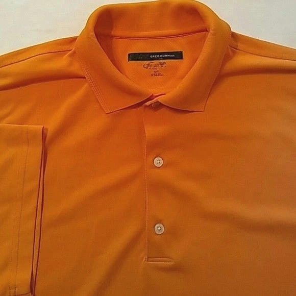 Camisa polo de golf Greg Norman Play Dry RN128492 para hombre talla grande naranja logotipo de tiburón Foto 2 de 4