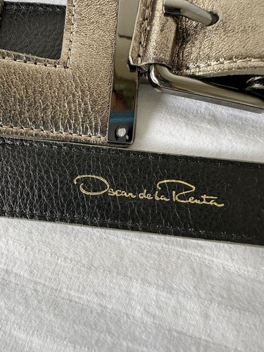 Oscar De La Renta $590 NWT Cage style wide sexy Leather Belt Size S/M , Metallic - Picture 9 of 10