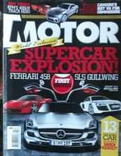 MOTOR CAR MAGAZINE Jan. 2010 *SUPERCAR EXPLOSION*FERRARI 458 vs SLS GULLWING*