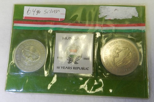 1919 to 1969 Hungary 50 years Rupublic Coin Set 12000 Mintage 50 and 100 Forint - Picture 8 of 9