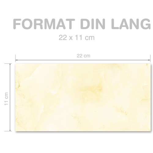 50 enveloppes à motifs au format DIN LONG - MARBRE JAUNE CLAIR (sans fenêtre) - Photo 3/6