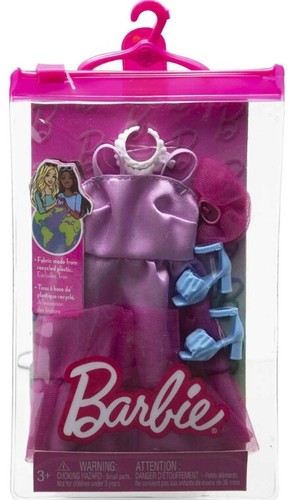 Barbie Fashion Doll Clothing Set Satiny Party Dress with Ruffles and Accessories