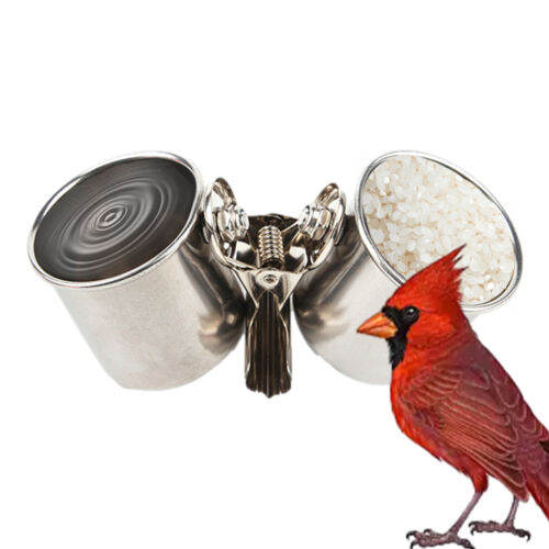 Bird Feeding Double Cups With Clip Bird Cage Stand Water Feeding Bowl