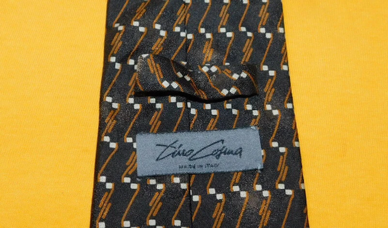 TINO COSMA 意大利制造浅棕色/白色几何领带-领带-设计师领带。 — 第 3/3 张图片