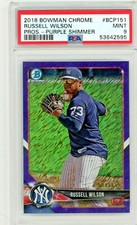 2018 Bowman Chrome Russell Wilson Purple Shimmer Refractor #/655 PSA 9 POP 15