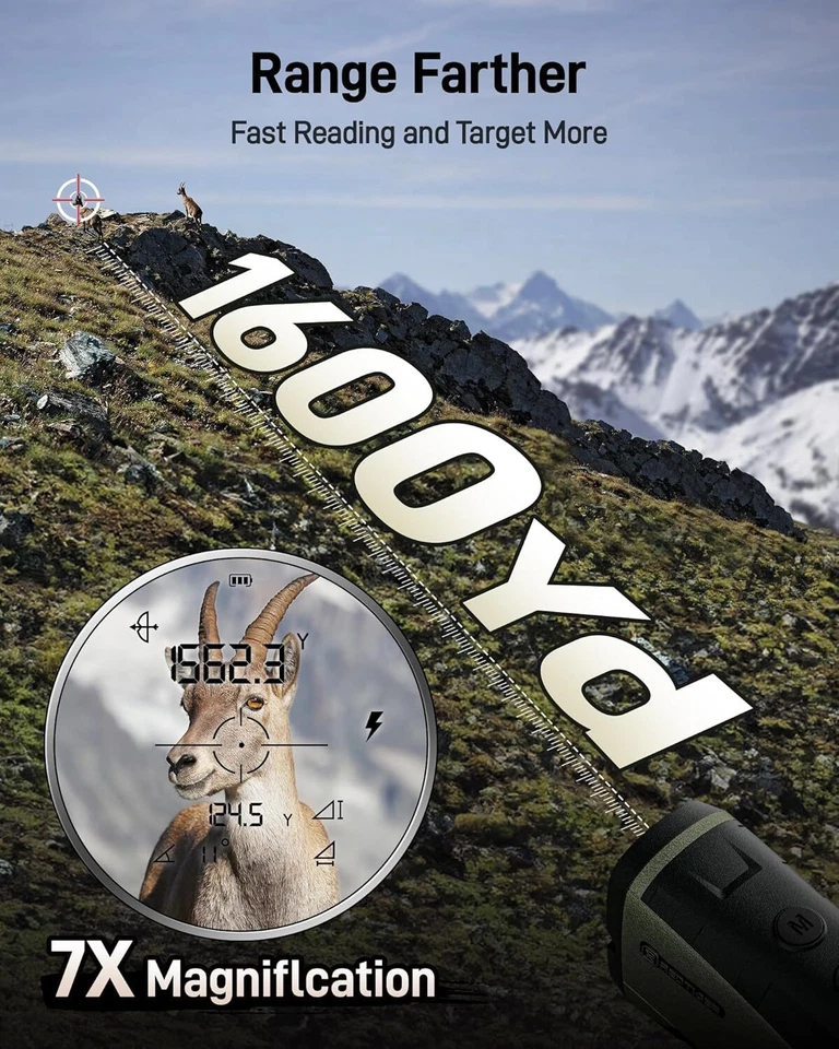 REDTIGER Range Finder for Hunting,1600 Yards Laser rangefinder,7X Magnification - Image 3 of 4