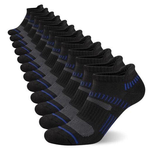 Mens Ankle Socks Athletic Cushioned Breathable Small-Medium A1-black 6 Pairs-image