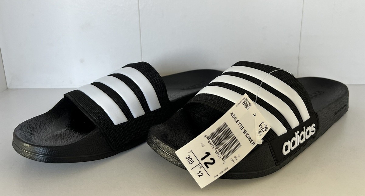 adidas Adilette Shower Slides for Men - Core Black/Cloud White, US