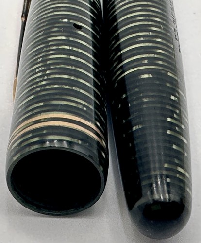 Pluma Estilográfica Parker Verde Esmeralda Perla Vacumatic Junior Rayas Laminado - Imagen 6 de 14