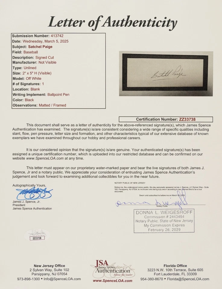 Cartera Paige - Corte Auto Firma en Pantalla Enmarcada 21 x 16 - Certificado de Autenticidad JSA/LOA Foto 2 de 2