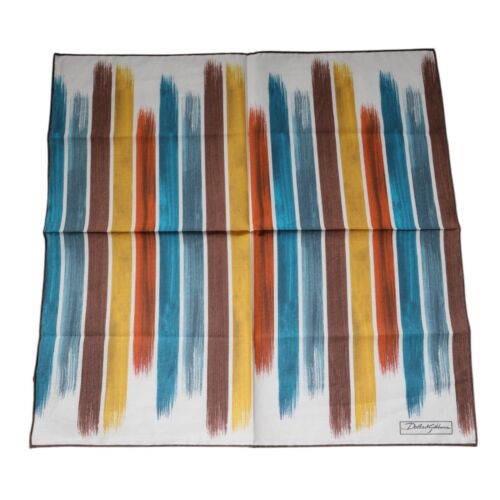 DOLCE & GABBANA Scarf Multicolor Stripes Cotton Square Foulard 49.5cm x 48.5cm