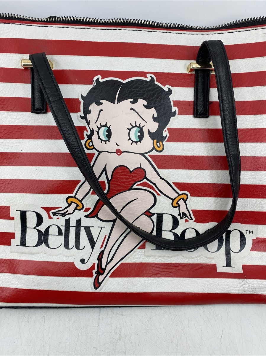Betty Boop Women's Ladies Handbag Shoulder Bag Purse Striped Red