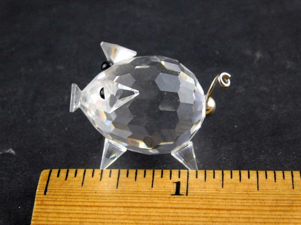 Swarovski Pig with Metal Tail Figurine Faceted Glass Crystal A+