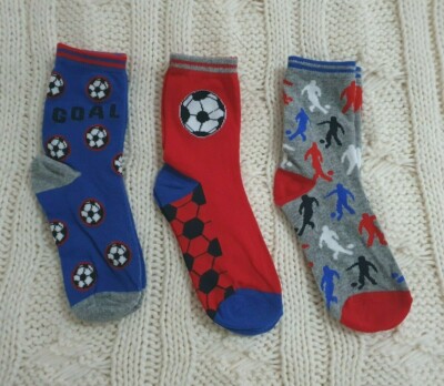 Jungen Socken im 3er-Pack Feinstricksocken mit Fußball Motiv Gr 23-26