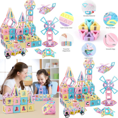 136 PC Building Magnetic Tiles Toys Toddler Creativity Learning STEM Blocks Set