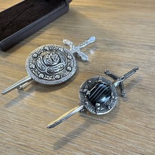 Silver Scottish Sword And Shield Kilt Pin Brooch by Miracle plus one unbranded.
