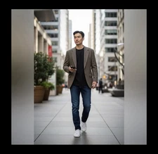 Woolrich Herringbone Tweed Blazer Jacket VTG 42R Men's Wool Sport Coat Gray