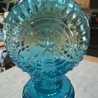 VTG TURQUOISE BLUE GLASS DECANTER BOTTLE STOPPER EAGLE STARS TAIWAN 11” — photo 6